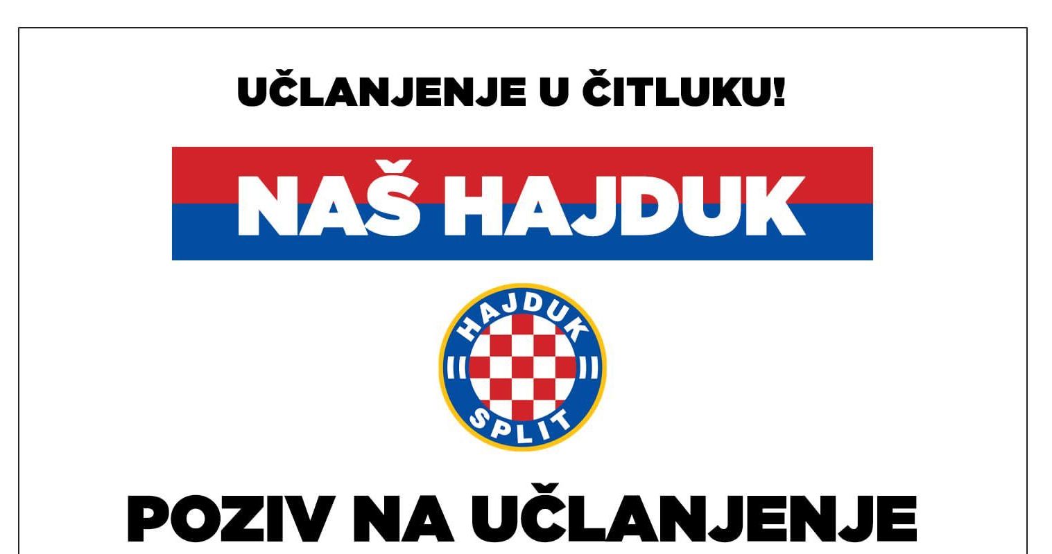 ČITLUK (P)ostani član Hajduka! U nedjelju učlanjenje u Caffe baru Colosseo