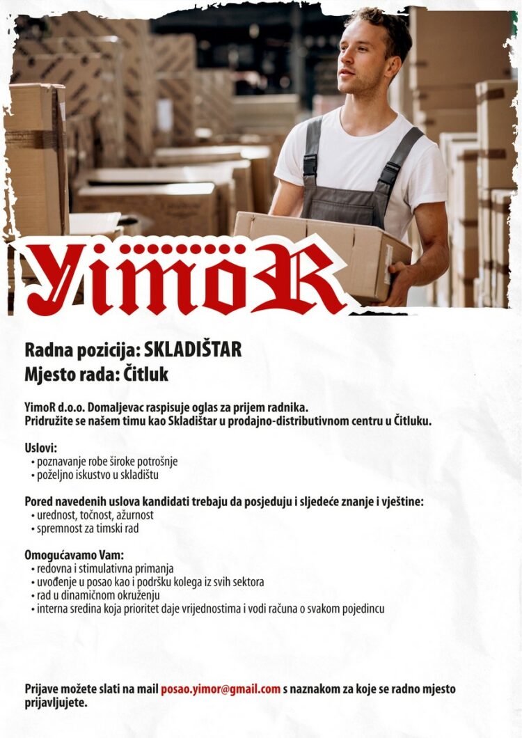YimoR d.o.o. Domaljevac raspisuje oglas za prijem radnika